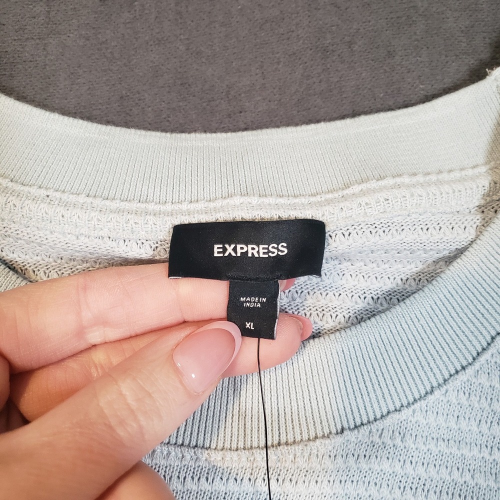 Express Textured Knit Shirt Mens XL Mint Green Short Sleeve Crew Neck - Picture 9 of 10